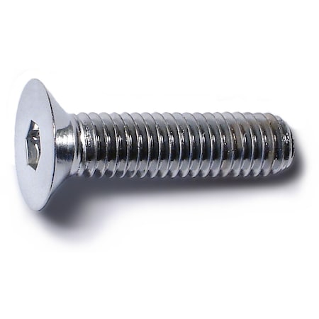 Midwest Fastener M6-1.00 Socket Head Cap Screw, Flat, Chrome Plated Steel, 25 mm Length, 10 PK 30083